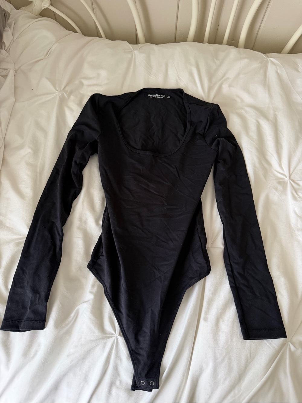 Abercrombie & Fitch Black Long Sleeve Scoop-Neck Bodysuit